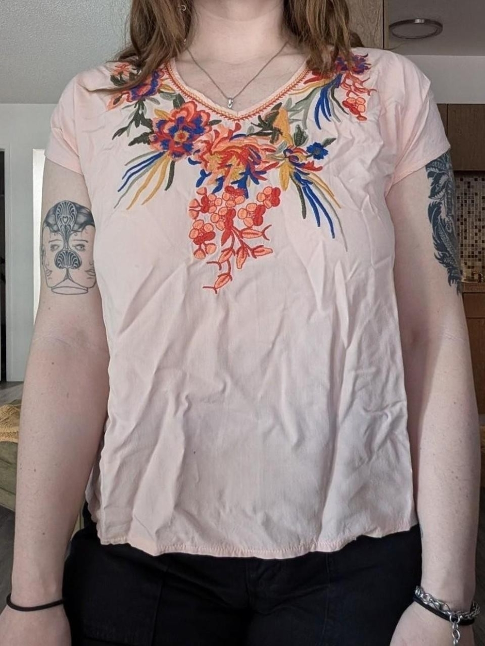 Light Pink Embroidered Top - Picture 3 of 7